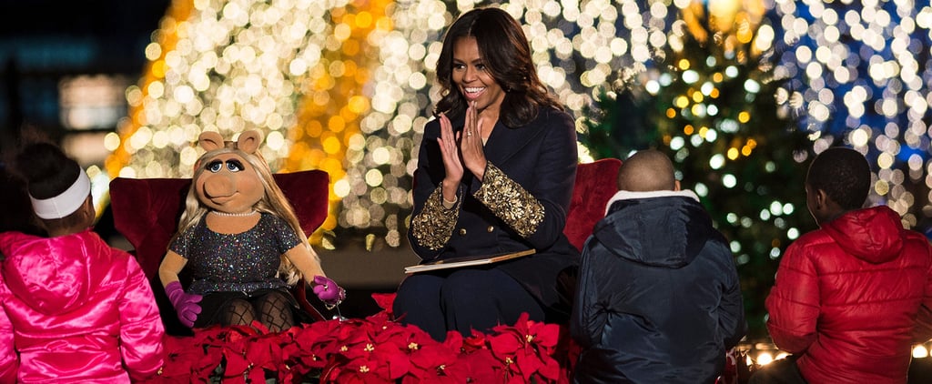 Michelle Obama's Gold Sleeve Coat at Christmas Tree Lighting