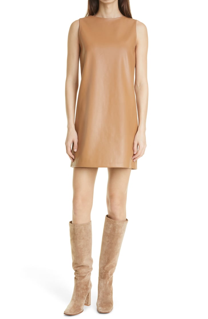 Faux Leather Sleeveless Shift Dress 