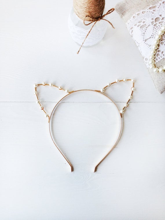 Gold or Silver Pearl Cat Ears Headband  ($10)