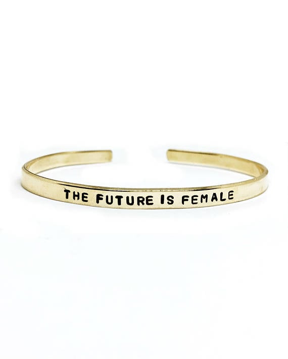 Simple Stamp The Future Is Female Cuff Bracelet