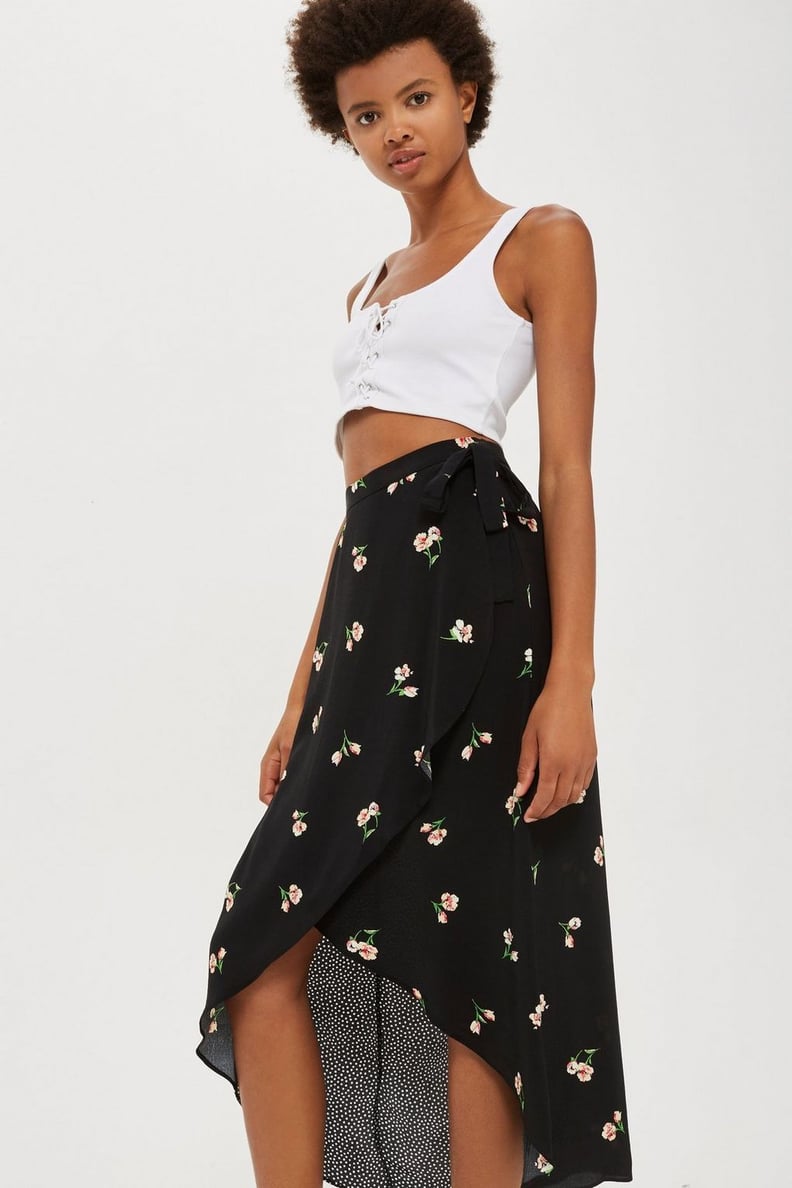 Topshop Flower Print Wrap Skirt