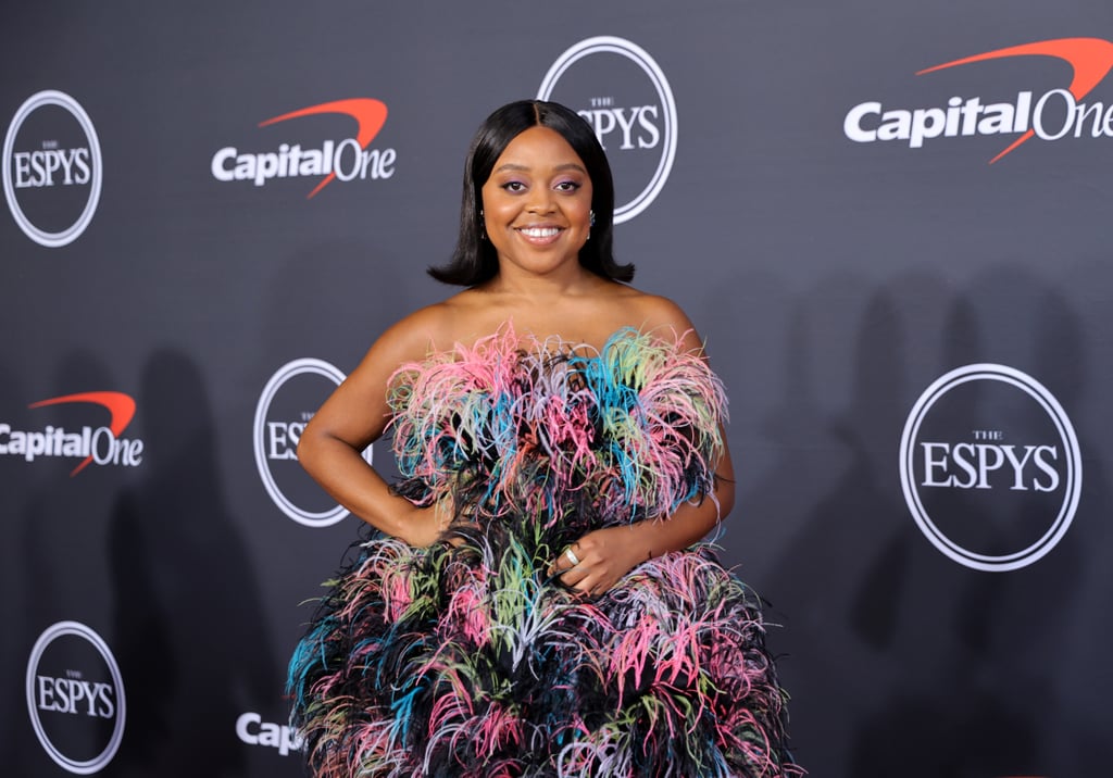 Quinta Brunson Wears a Rainbow Feather Dress to the ESPYs