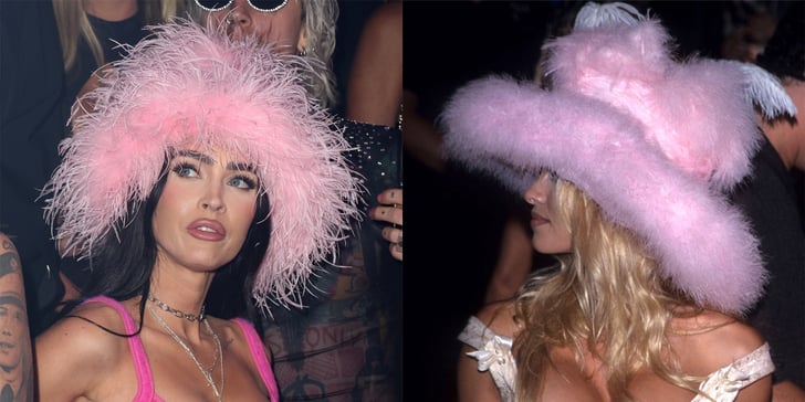 Megan Fox channels Pamela Anderson in pink fluffy hat, tiny bra top