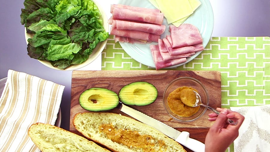 Ham, Cheese, and Avocado Sub Sandwich