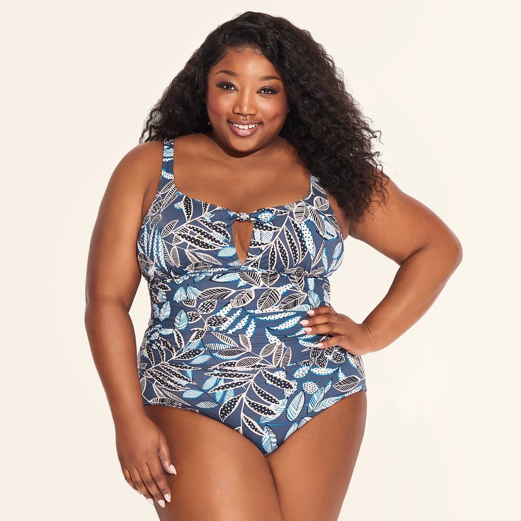 Plus Size Slimming Control Tie Front One Piece Swimsuit Best Plus