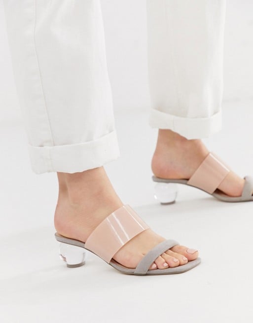 ASOS Design Hamlet Ball Heel Mules in Gray and Pink