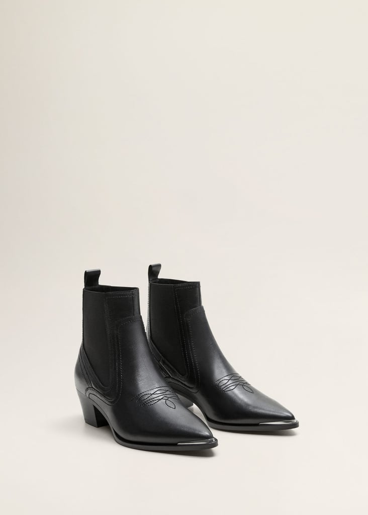 Mango Leather Cowboy Ankle Boots | The Best Black Ankle Boots For ...