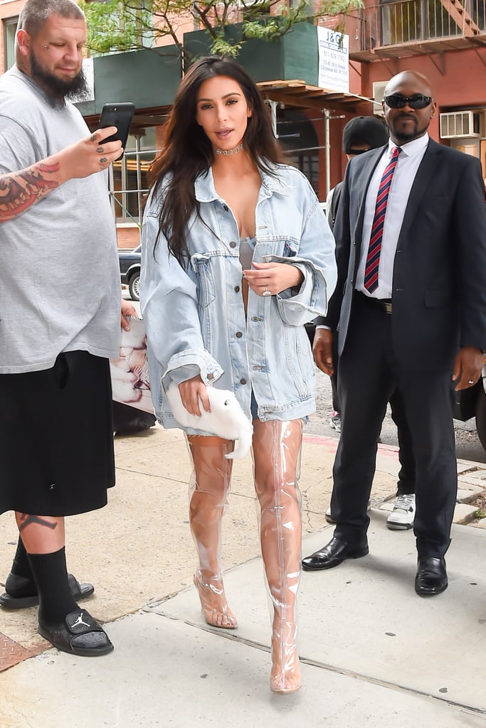 Kim Kardashian Wears See-Through Boots