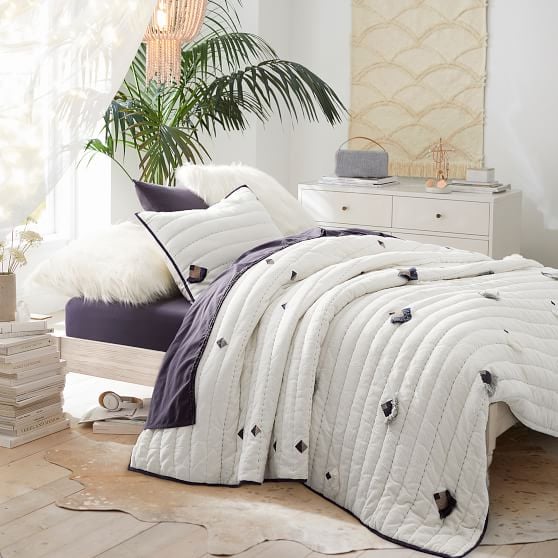 Nira Embroidered Quilt And Sham Best Dorm Essentials From