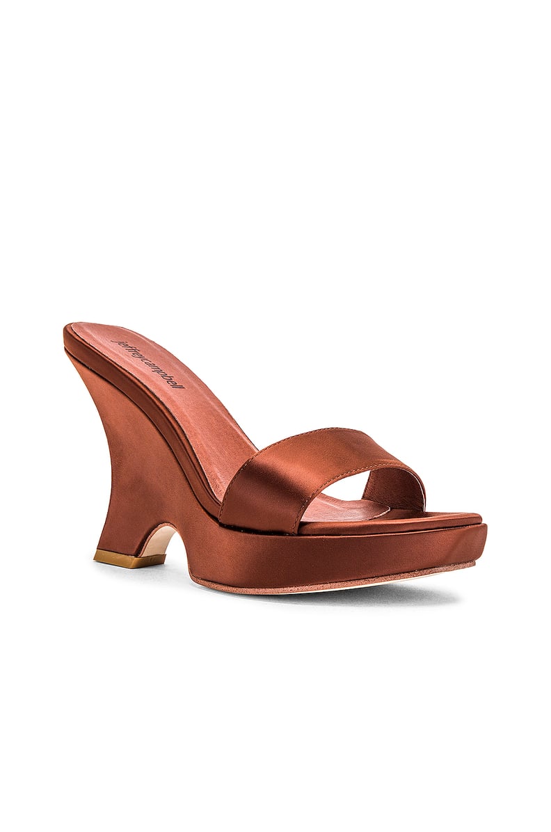 Jeffrey Campbell Arora Mule in Rust Satin