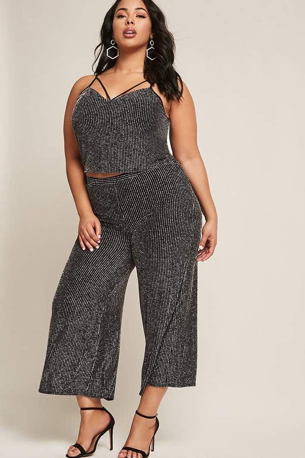 Forever 21 Plus Size Metallic Stripe Capri Pants