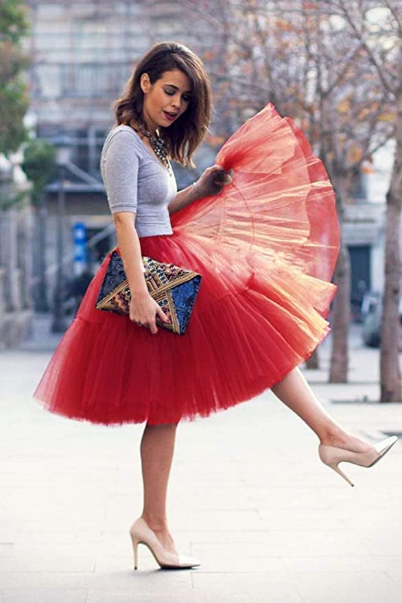 Best Amazon Tulle Skirt: Babyonline Lady's Princess Tutu Tulle Midi Skirt