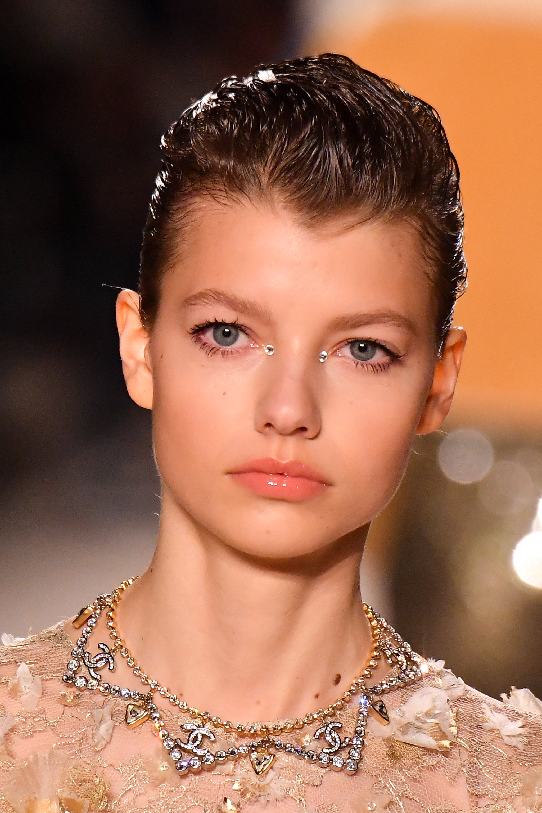 Crystal Makeup At The Chanel Metiers D Art 2019 2020 Show Chanel Double C Nail Stickers At The Metiers D Art Show Popsugar Beauty Australia Photo 40