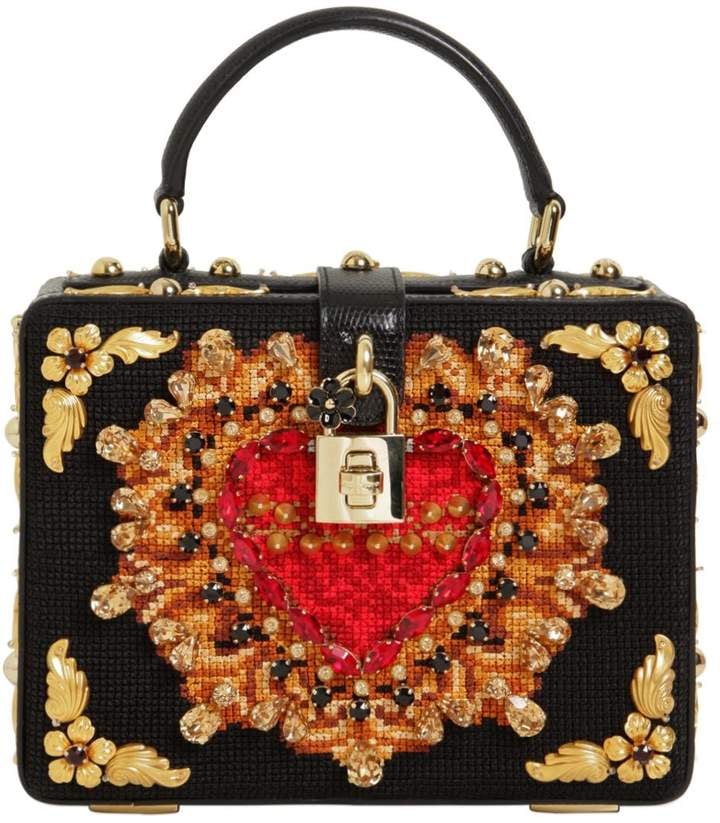 Dolce & Gabbana Dolce Box Embellished Cross-Stitched Bag