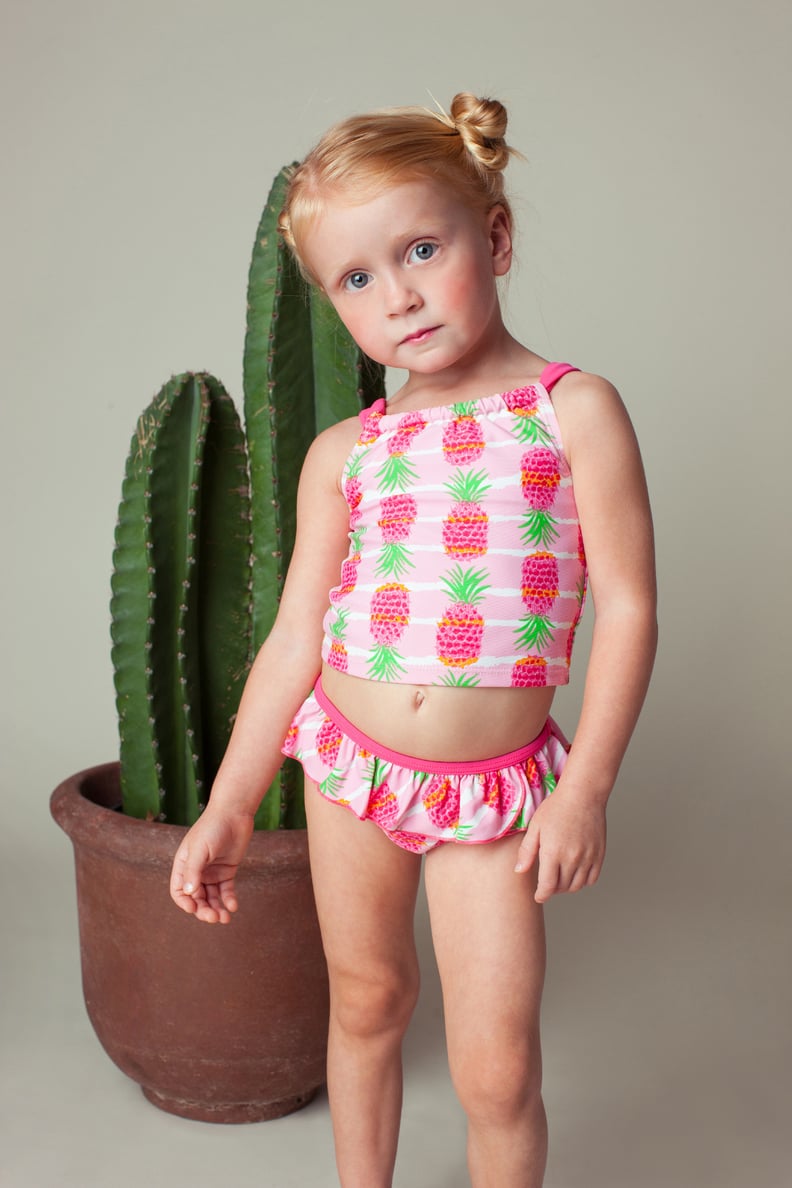 Floatimini Pineapple-Stripe Back-Neck-Tie Tankini Set