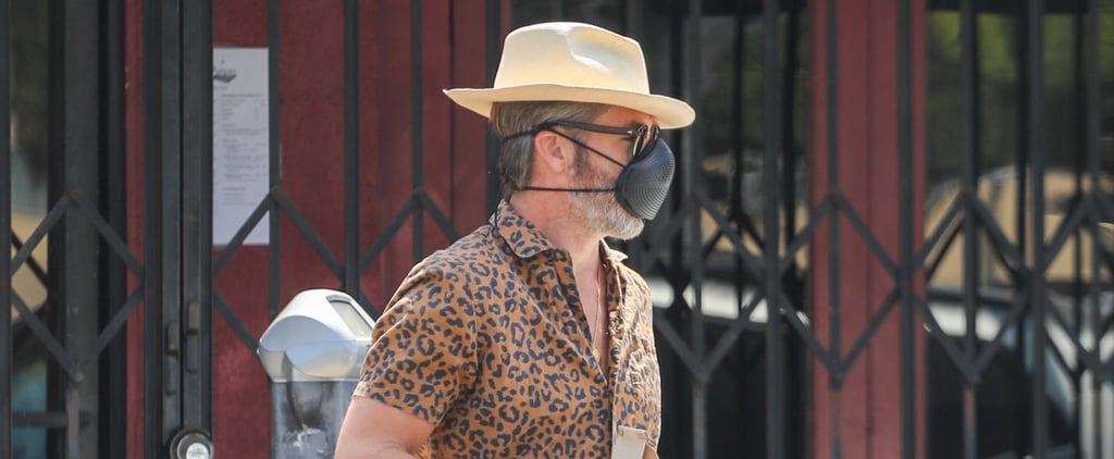 Chris Pine's Leopard-Print Shirt and Birkenstocks Outfit
