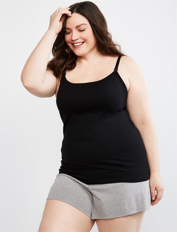 Plus Size Ruched Waist Maternity Sleep Shorts in Gray