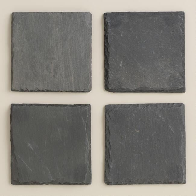 Square Slate Coasters, Set of Four