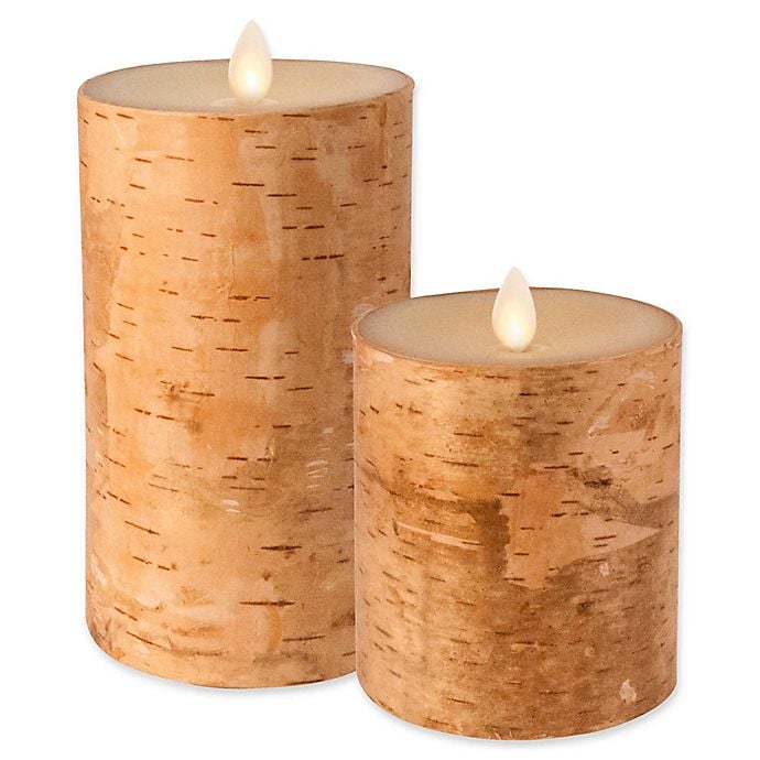 Luminara Real-Flame Effect Pillar Candle in Birch