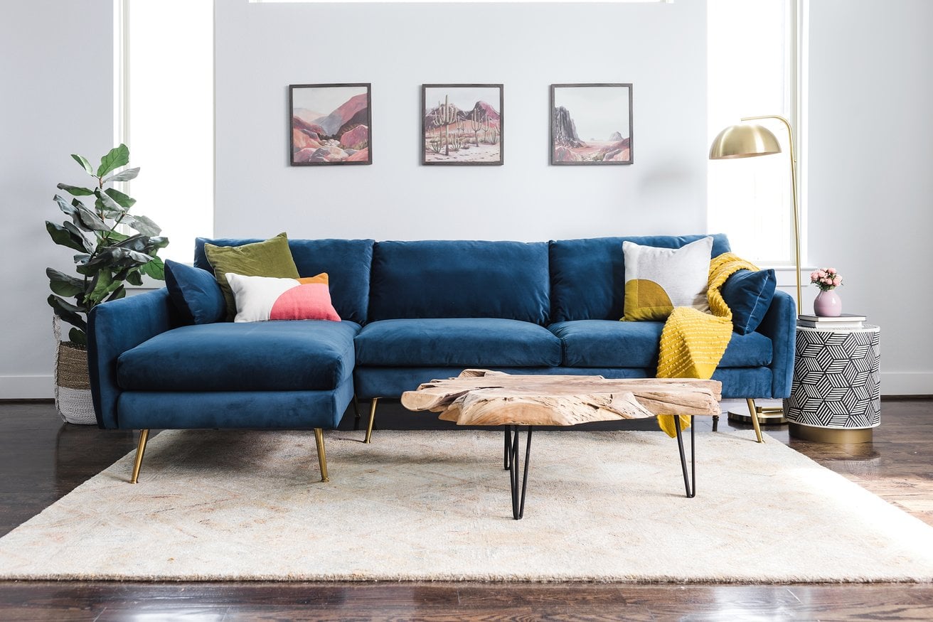 Blue sectional shop sofa near me