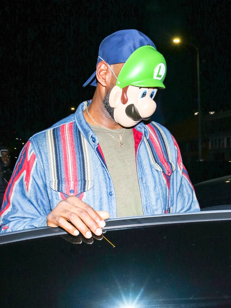 LeBron James Wearing a Luigi Mask For Halloween