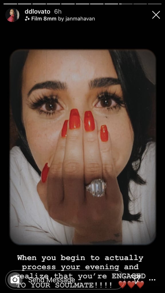 Demi Lovato Red Jelly Nails Engagement Manicure