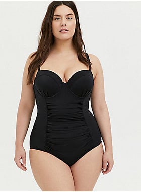 Torrid Black Lattice Back One-Piece Swimsuit