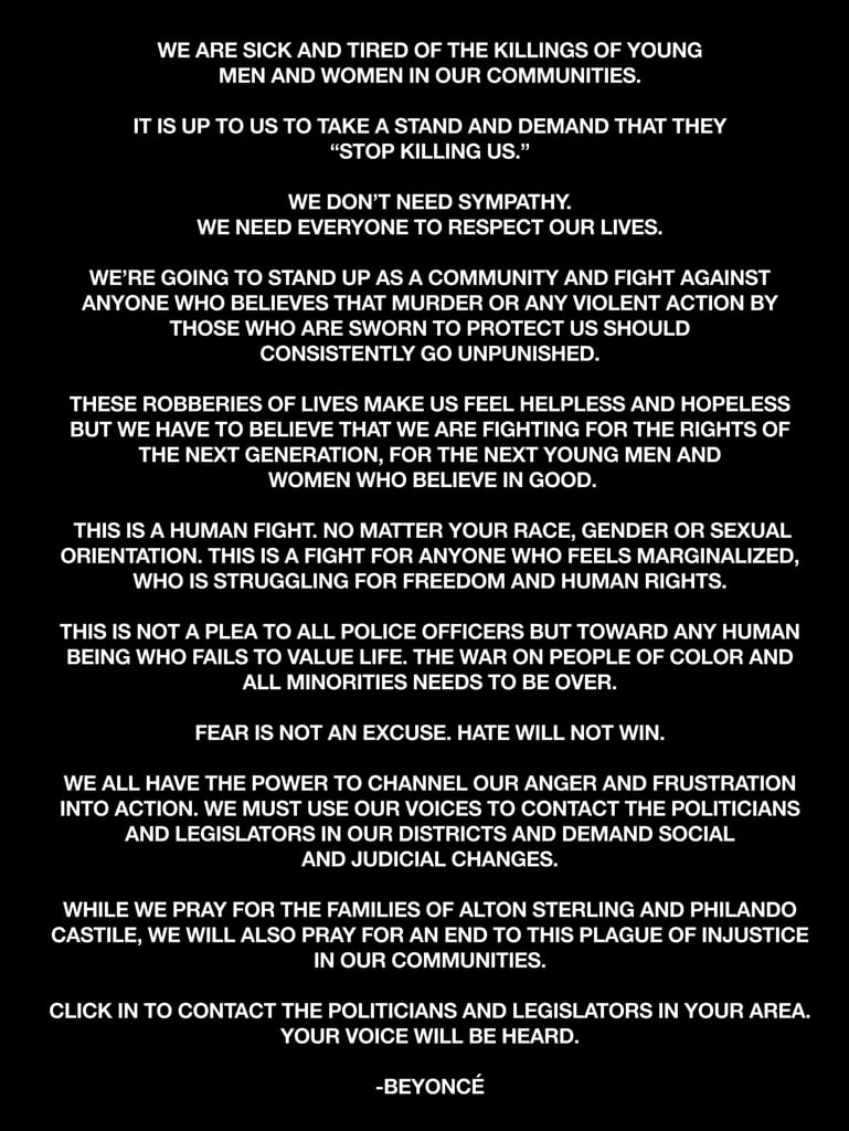 Beyonce's Statement About Police Brutality