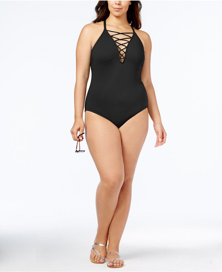 La Blanca Plus Size Lace-Up One-Piece