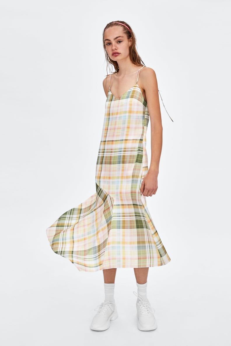 Zara Lingerie Style Plaid Dress