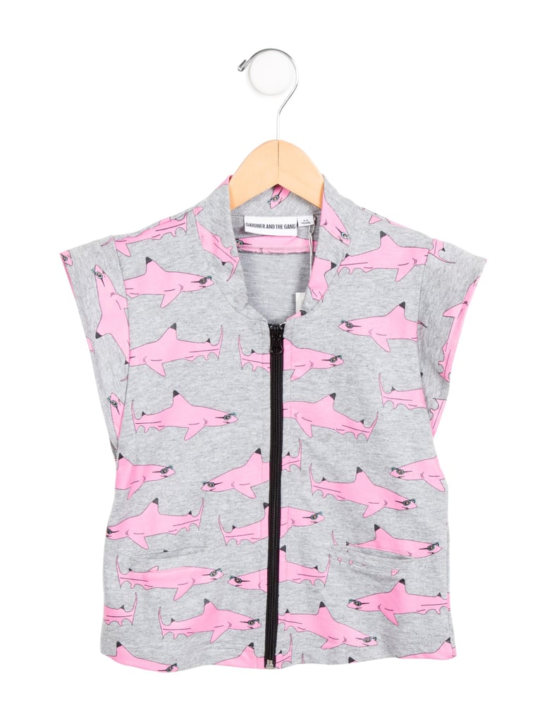 Shark Print Zip-Up Top