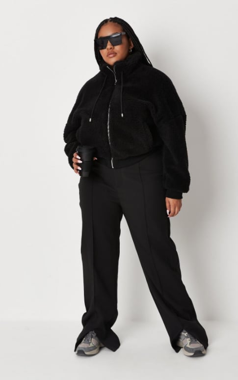 Missguided Plus Size Black Borg Bomber Jacket