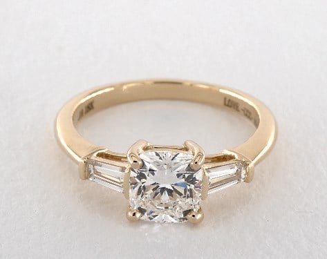 James Allen 1.10 Carat Cushion Cut Side Stones Engagement Ring in 18K Yellow Gold