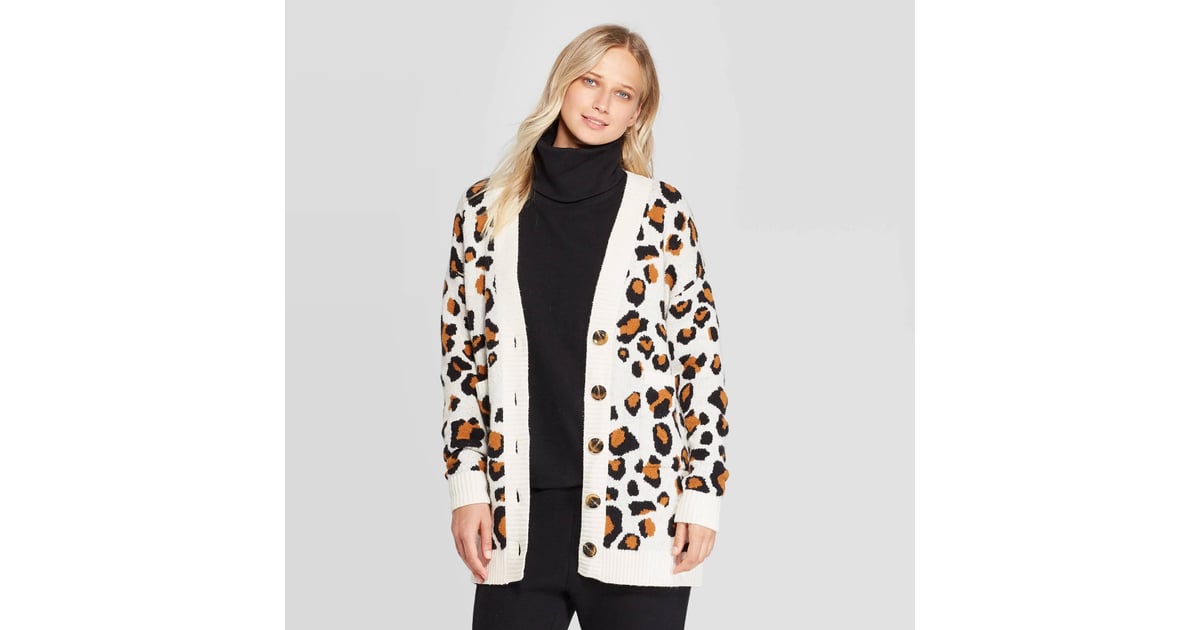 leopard print boyfriend cardigan