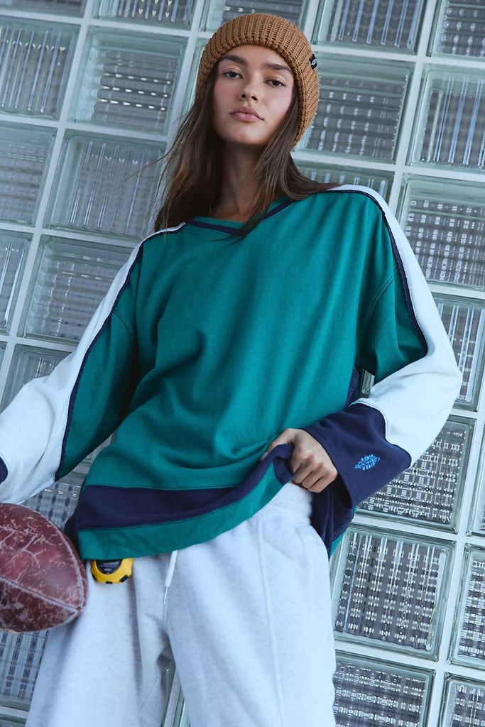 Free People Living Life Layer ($78)
 Throw this long sleeve on and look football-ready. It definitely signals you're a Seahawks fan with the colors, but it doesn't scream it, you know? Nice and lightweight, you can layer another piece underneath it as well.