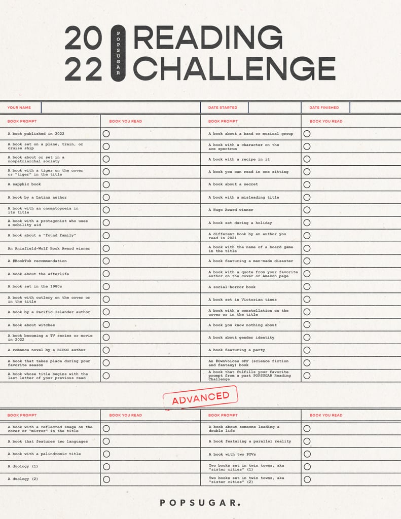 Take the 2022 POPSUGAR Reading Challenge POPSUGAR Entertainment