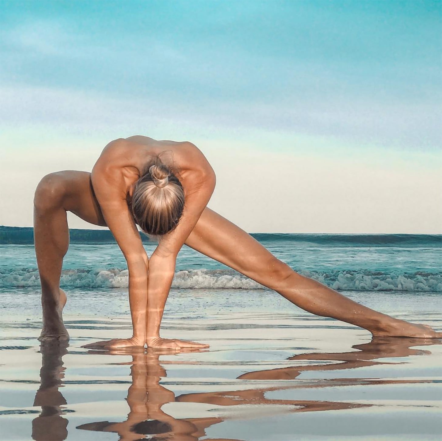 Naked beach yoga