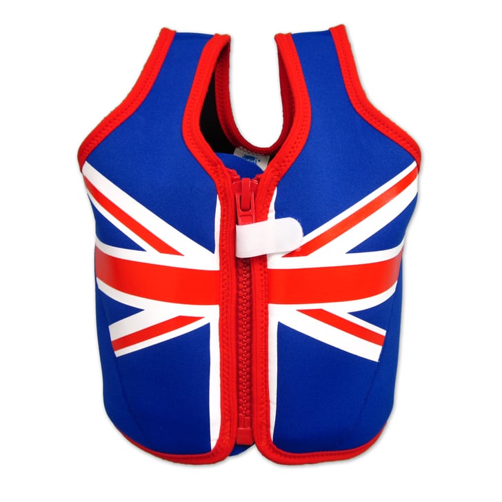 Just in time for Summer swim season, this Union Jack Float Jacket