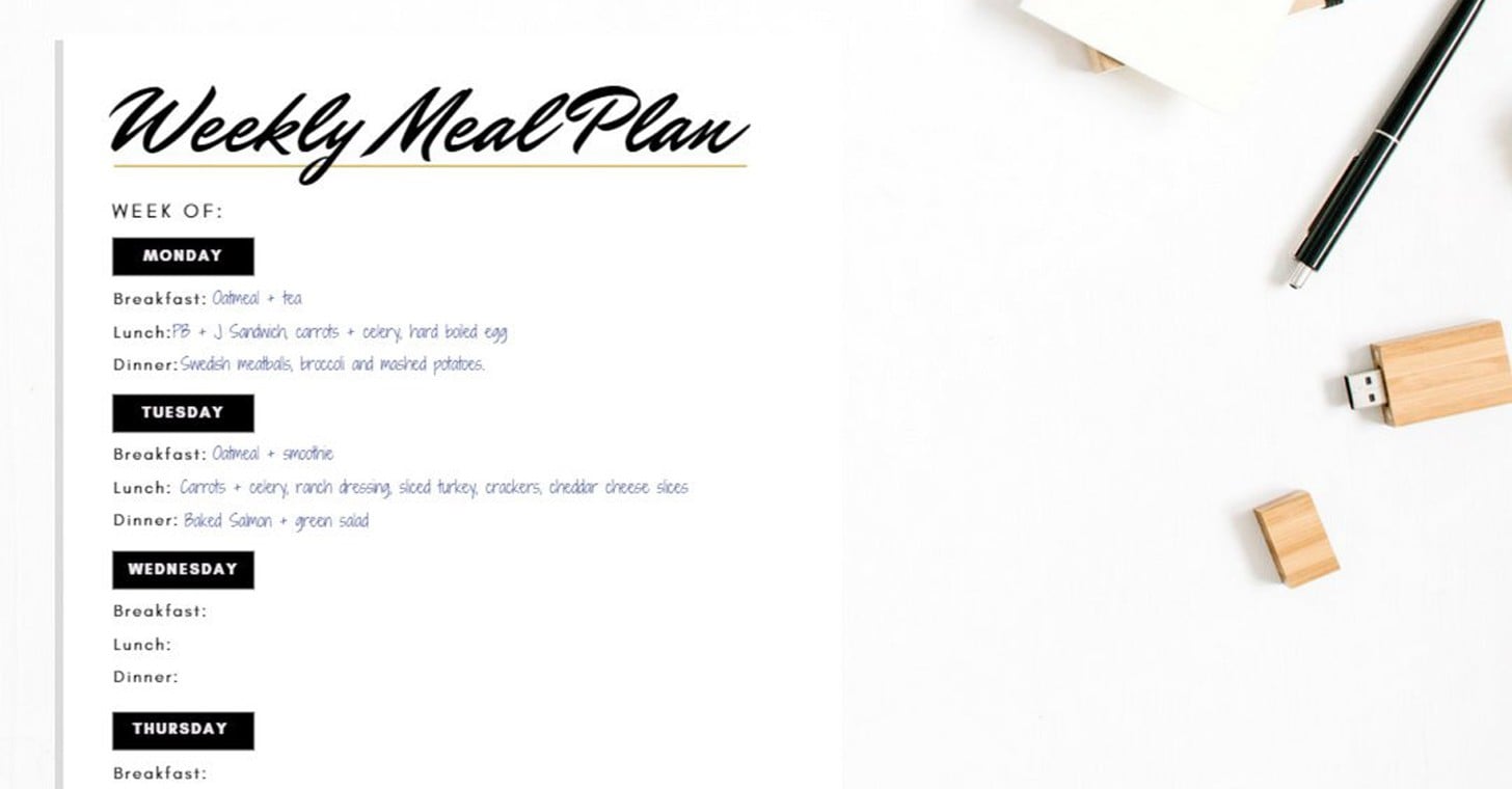 Printable Meal-Planning Sheets | PS Fitness