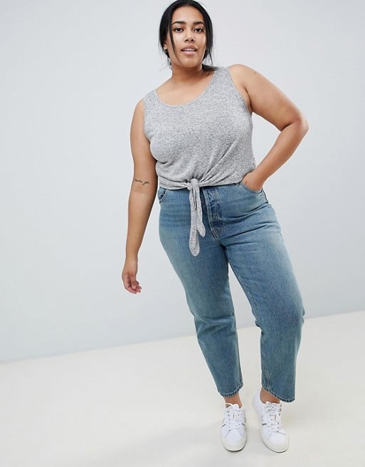 ASOS DESIGN Curve Recycled Florence Authentic Straight Leg Jeans in Light Stonewash Blue