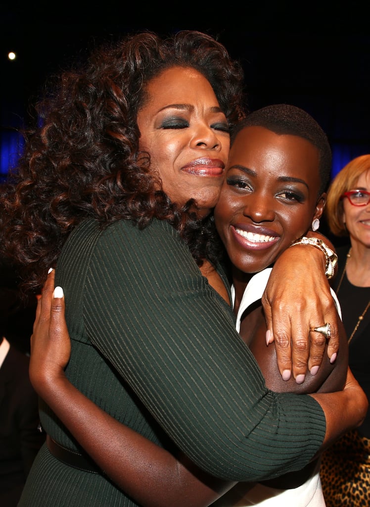 Oprah Winfrey covered Lupita Nyong'o with love at the Critics' Choice Awards in LA.