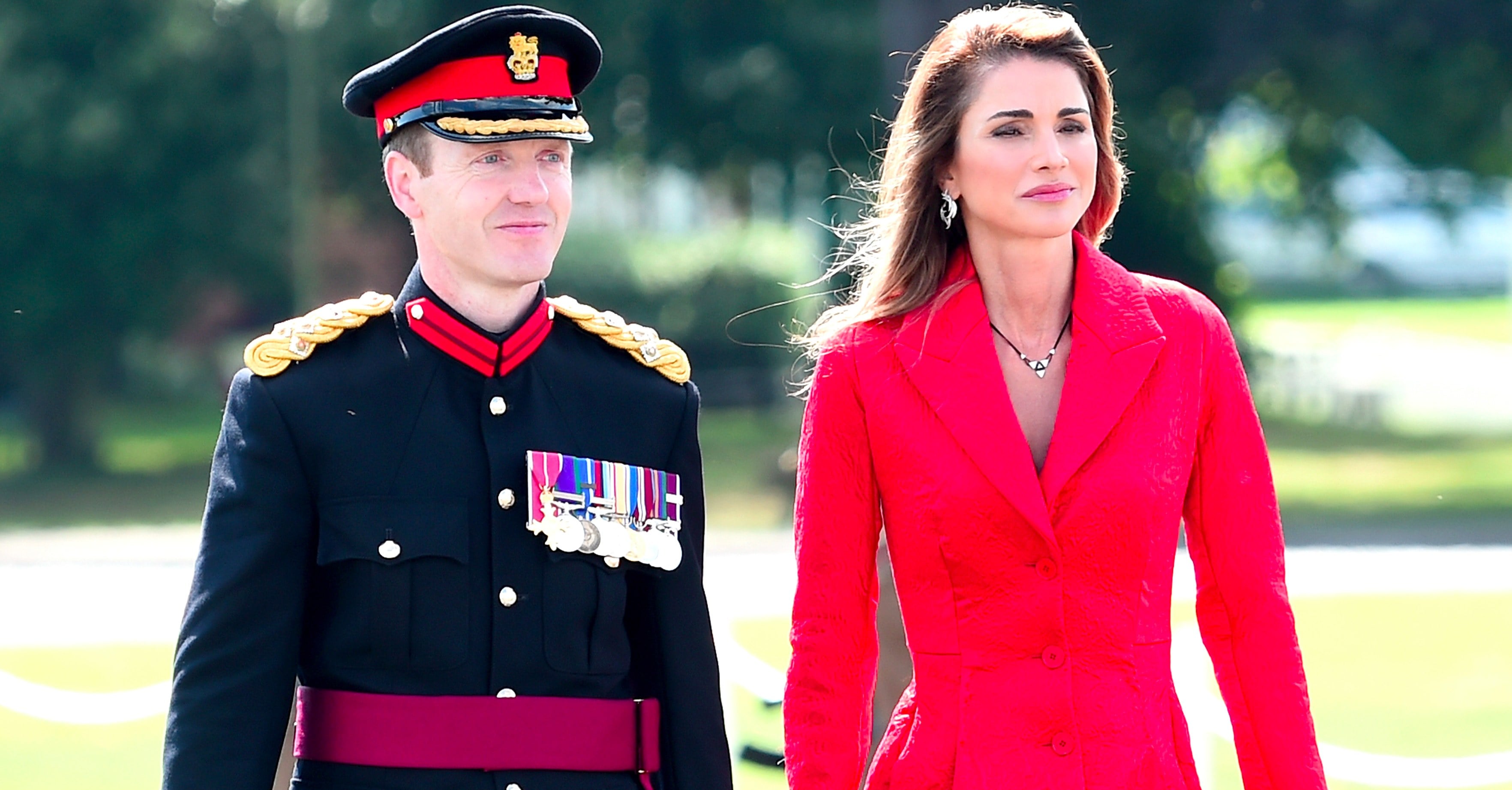 Queen Rania Red Coat at Sovereign's Parade | PS Fashion