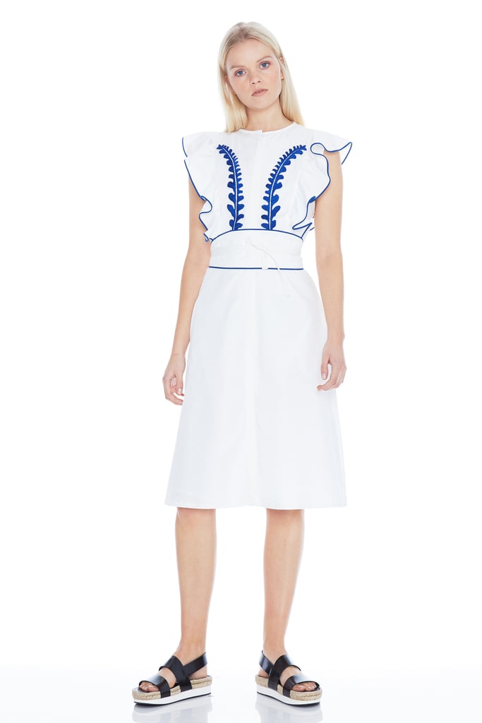 "My dream vacation destination is Greece right now, so whenever I see a bright, blue and white color combination like the one on the St. Roche Elliott Dress ($398), I fall deeply, madly in love. This ladylike number comes right to the knee, and is appropriate for any Summer soiree I’ve got on the docket." — SW