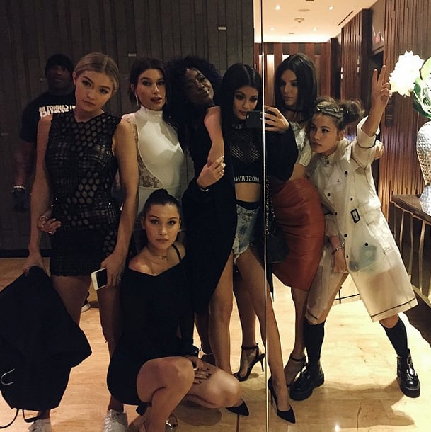 Gigi Hadid, Bella Hadid, Kylie Jenner, Kendall Jenner, and Friends