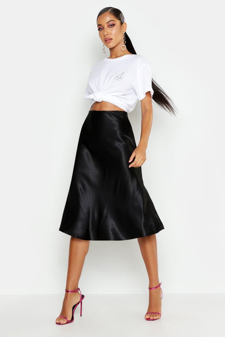 Satin Bias Cut Slip Midi Skirt | Best Boohoo Clothes For Women 2020 ...