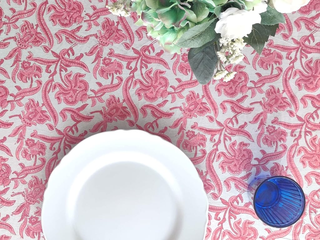 ATOSII Red Bloom Cotton Tablecloth