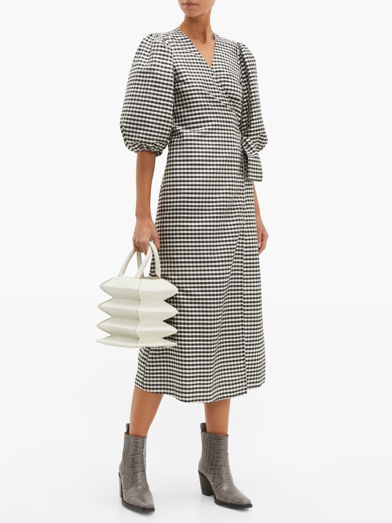 Ganni Gingham Wrap Dress