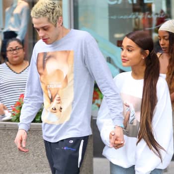 Ariana Grande Wears Sweatshirt With Pete Davidson's Face on It