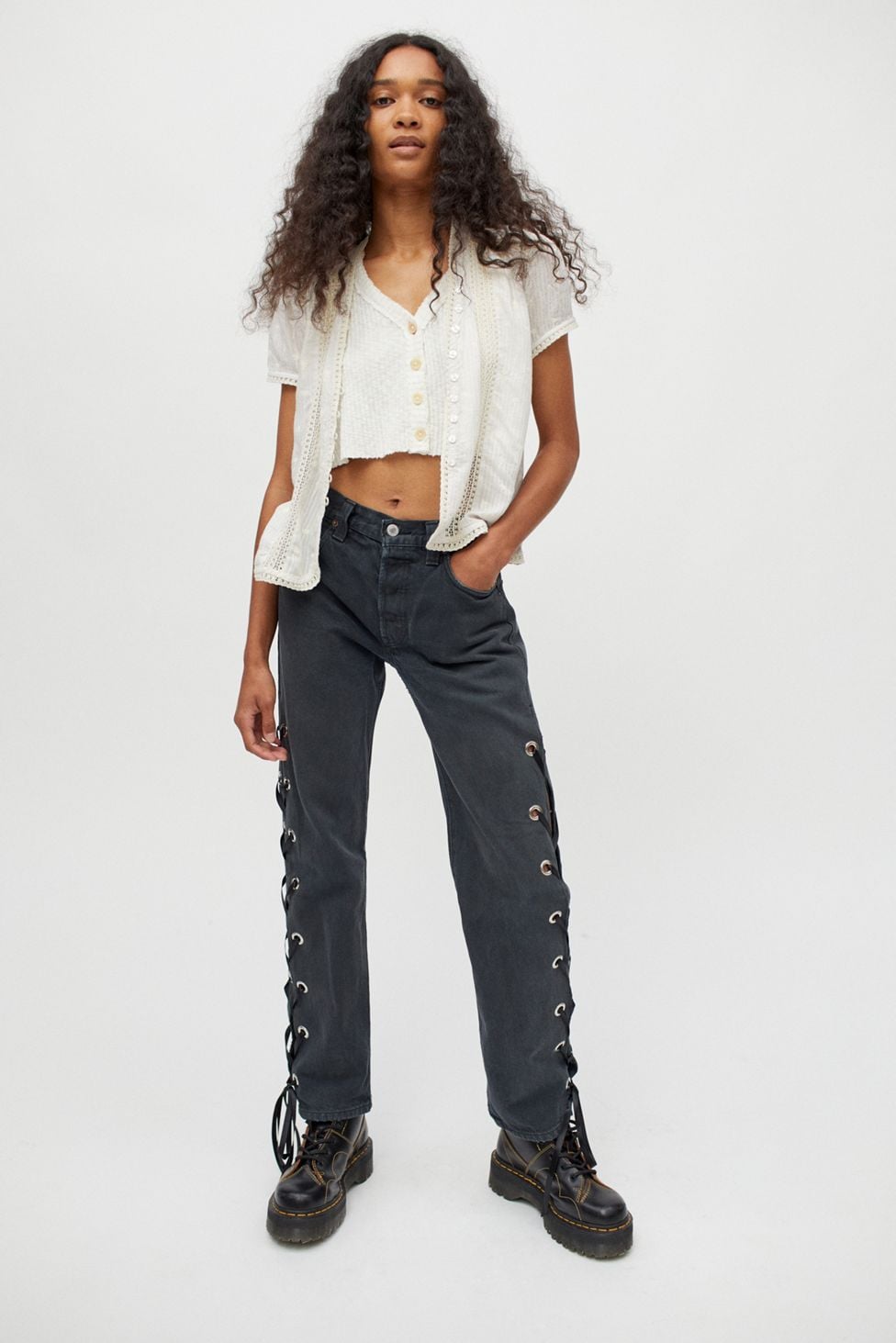 Urban Renewal Recycled Levi's Side Lace-Up Jean | Vintage Jeans: Where to  Shop the Denim Archives Plus 22 Rare Finds We Love | POPSUGAR Fashion Photo  8