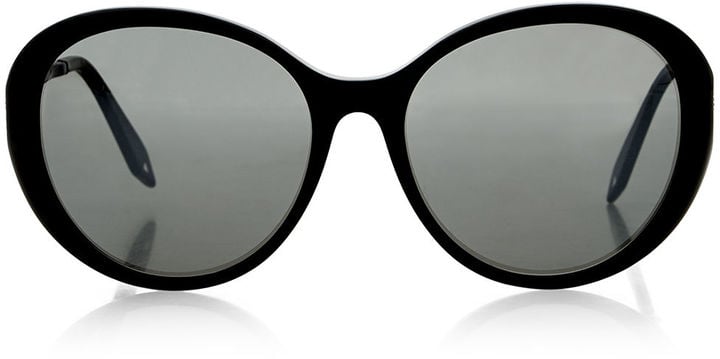 Victoria Victoria Beckham Black Acetate Fine Oval Sunglasses ($395)
